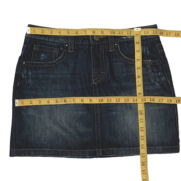 London Jean Vintage Mini Skirt Distressed Embellished Dark Wash Denim Cotton 6 - Picture 5 of 16